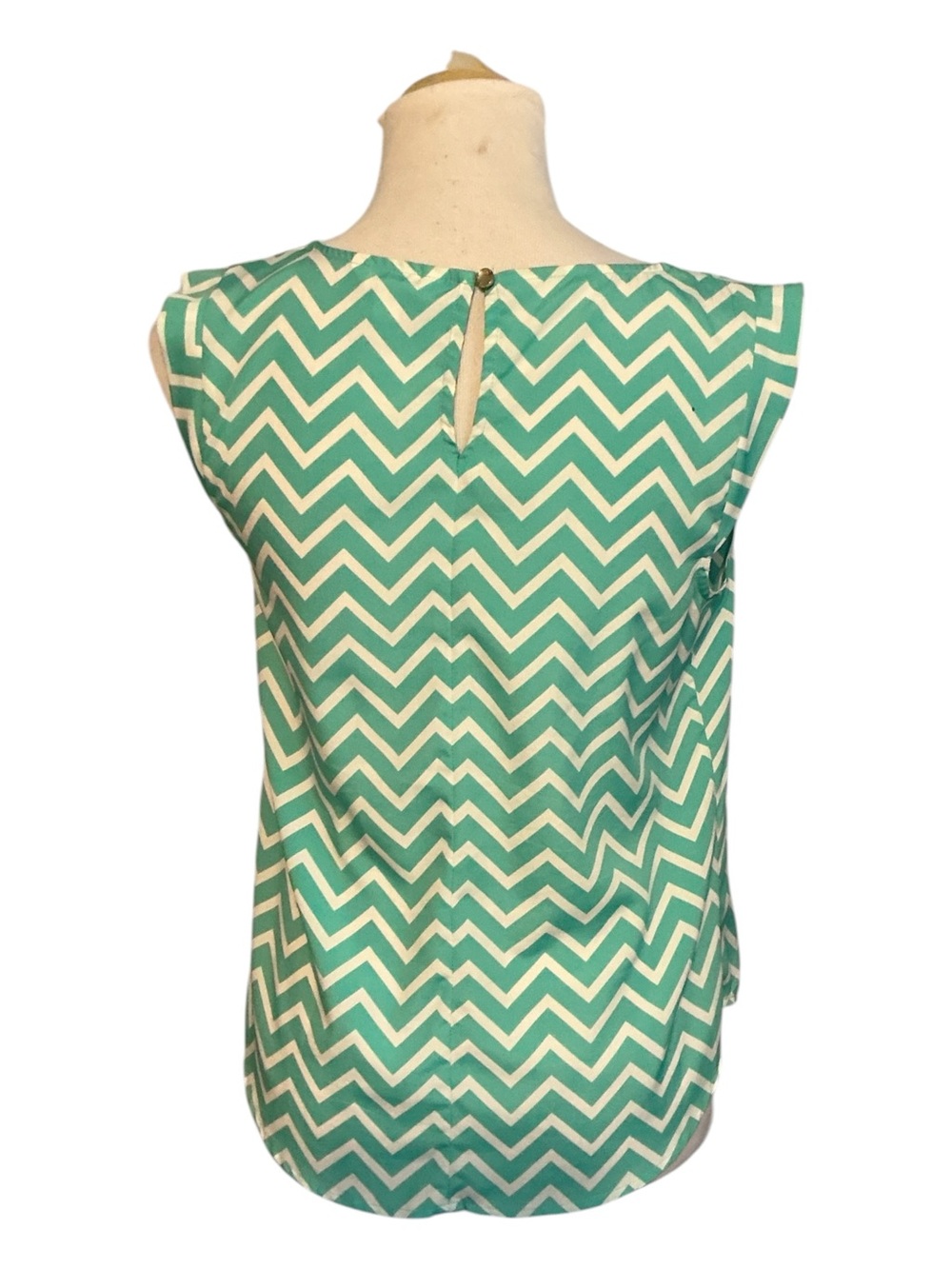 Candie's Teal & White Chevron Sleeveless Top